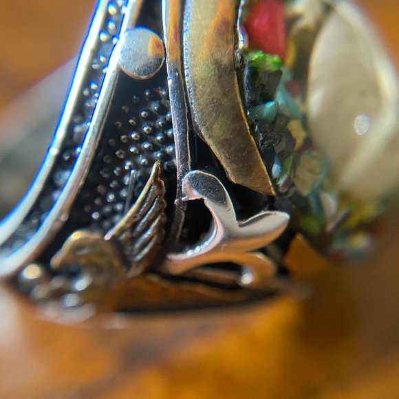 Brand New 925 Sterling Sliver Unique Men's Ring with Genuine Stones - Picture 3 of 11